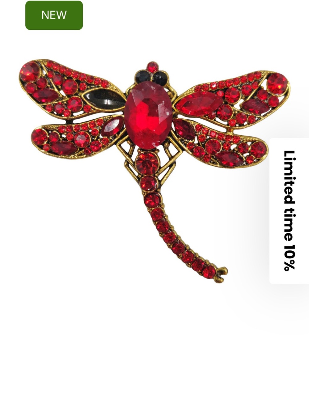 Aratta Red Crystal Dragonfly Brooch